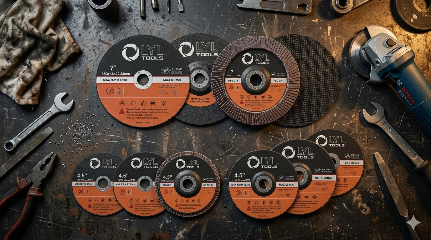 Variedad de discos de corte y desbaste LYL Tools en diferentes medidas