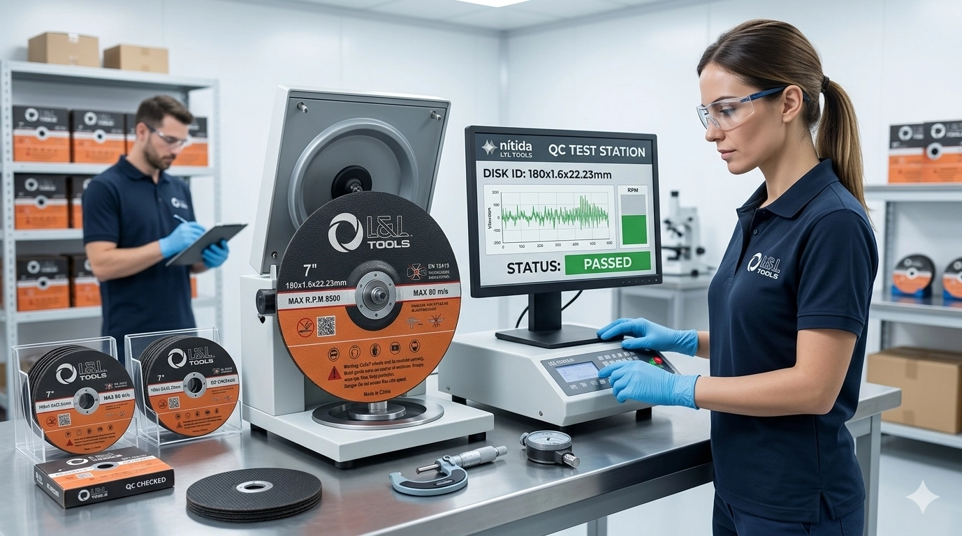 Laboratorio de pruebas de certificación EN12413 con disco de corte LYL Tools